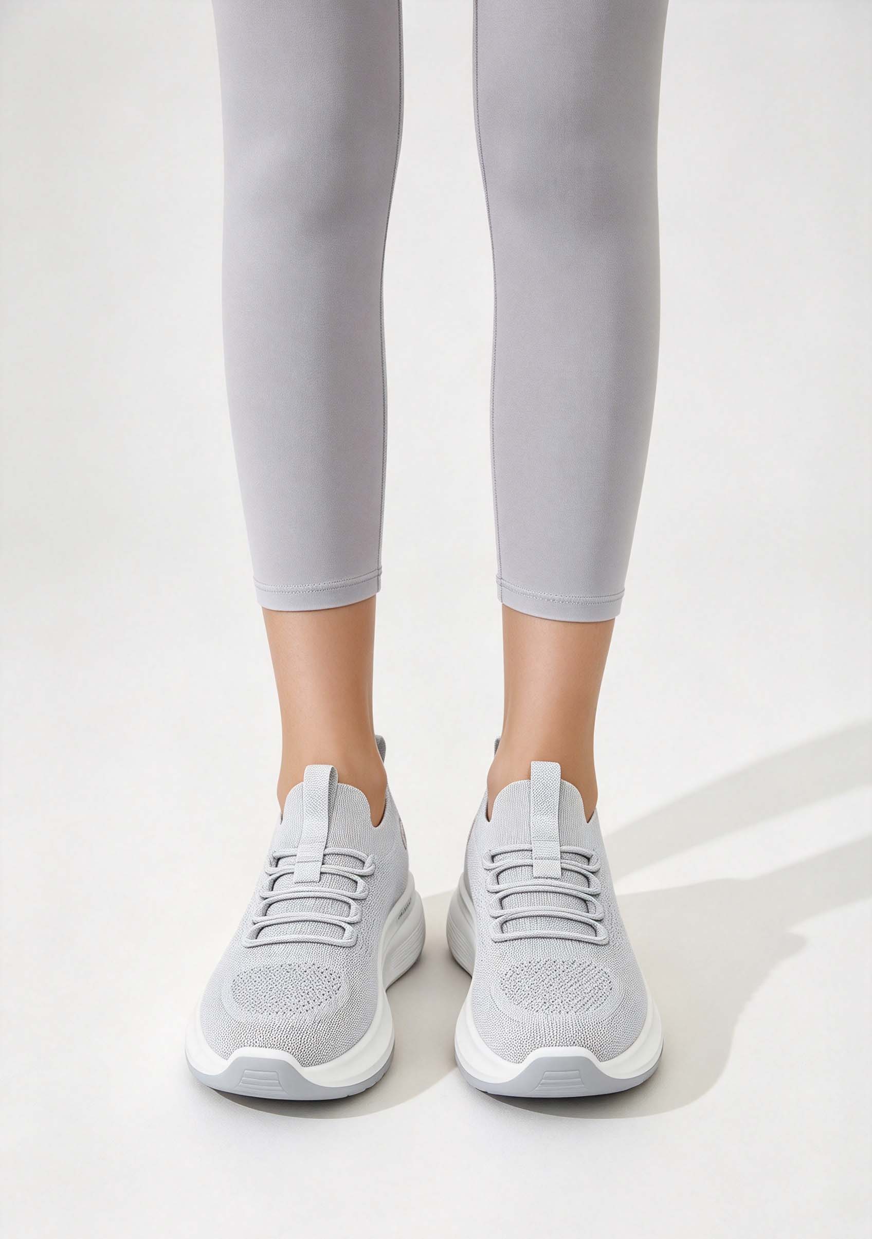 Chaussures de marche à platefo - Knit Fabric Lace Up Sneakers avis et prix