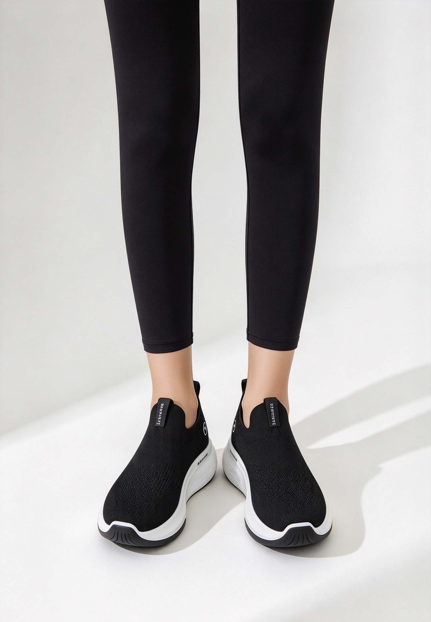 Chaussures de marche à platefo - Knit Fabric Lace Up Sneakers avis et prix